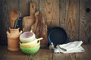 bol, sartén e utensilios de cocina
